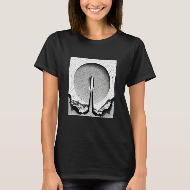 Camiseta Espaço estético retrorfuturista preto e branco (Frente)