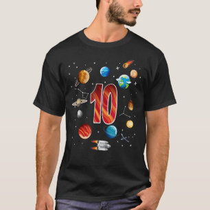 Camiseta Espaço Exterior 10 Anos 10 Anos Aniversário Planet