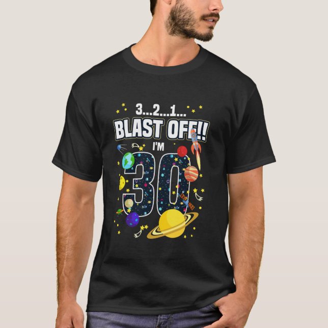 Camiseta Espaço Exterior 321 Explosão De aniversário de 30  (Frente)