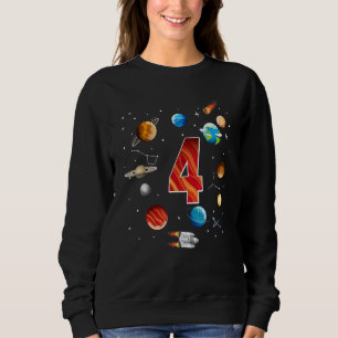 Camiseta Espaço Exterior: 4 Anos 4 Anos Aniversário Planeta