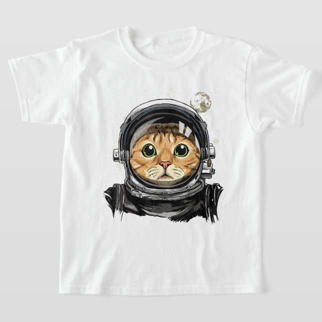 Camiseta Espaço Exterior Galáxia da face do Gatinho de Gato (Postura )
