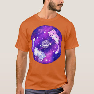 Camiseta Espaço Exterior Galáxia da face do Gatinho de Gato