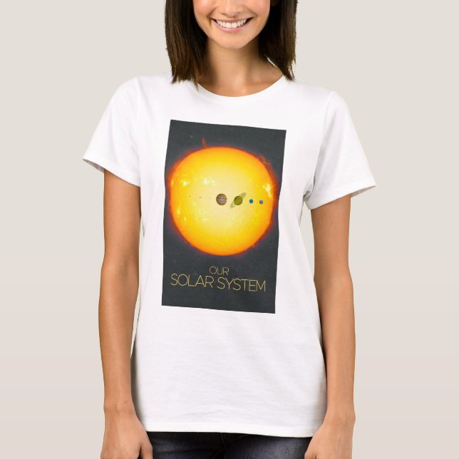 Camiseta Espaço Exterior, Sistema Solar, Sol e Planetas (Frente)