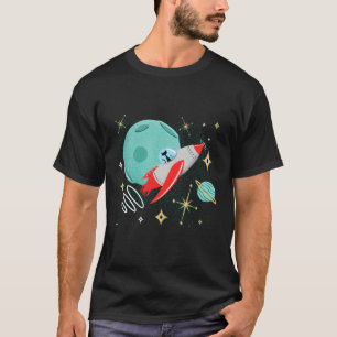 Camiseta Espaço Futurístico do Gato de Foguetes Atômicos do