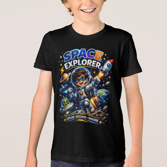Camiseta Espaço Kids | Explorador Espacial (Frente)