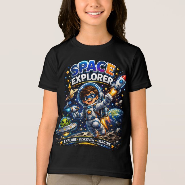 Camiseta Espaço Kids | Explorador Espacial (Frente)