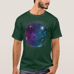 Camiseta Espaço negro e astronauta na galeria com estrelas