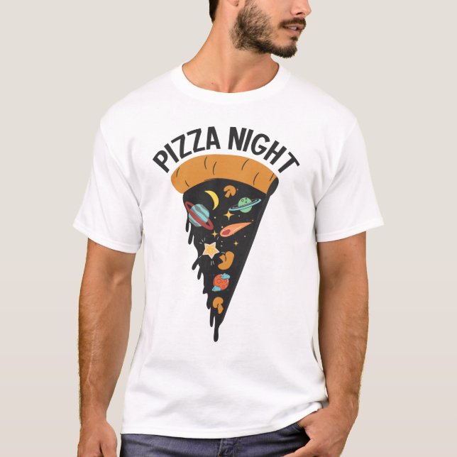 Camiseta Espaço noturno da pizza (Frente)