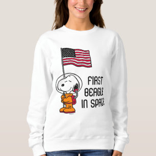 Camiseta ESPAÇO Snoopy Com Astronauta De Bandeira