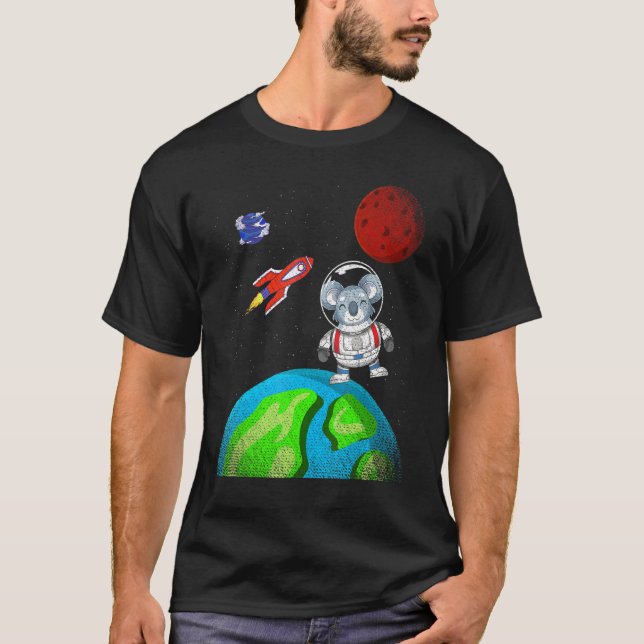 Camiseta Espaço Terra Austrália Animal Rocket Astronauta Ko (Frente)