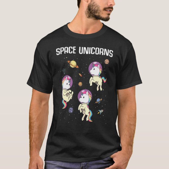 Camiseta Espaço Unicorns Astronauta Planeta Unicórnio 1 (Frente)