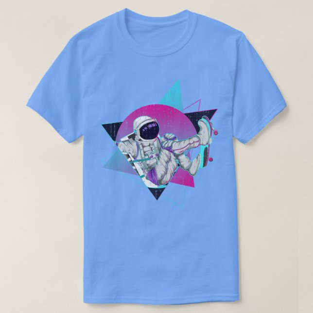 Camiseta Espaço Vaporwave Retro 80s Skateboard (Frente do Design)