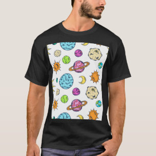 Camiseta Espaços Doodles Fundo Cósmico