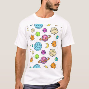 Camiseta Espaços Doodles Fundo Cósmico