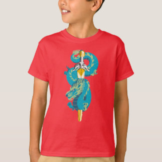 Camiseta Espada Dragão Azul Onda de Água