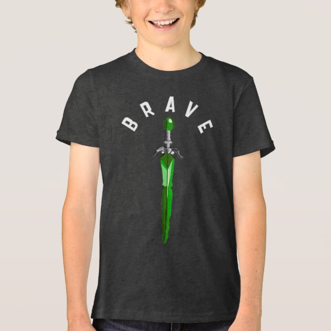 Camiseta Espada Fantasia Corajosa Vertical Crianças (Frente)