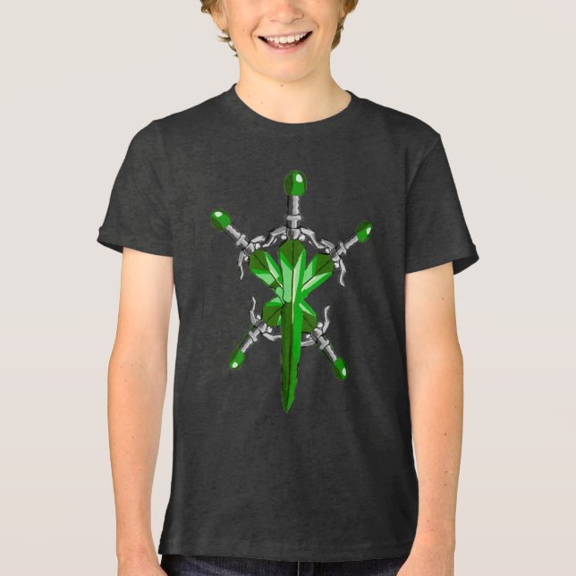 Camiseta Espada Fantasia de Energia Verde Explosiva (Frente)