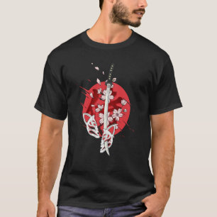 Camiseta Espada Katana de Samurai Japonês Antigo Flor de Ce