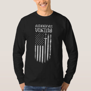 Camiseta Espada Viking Americana Vikings Bandeira dos EUA V