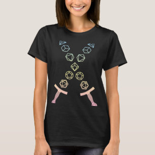 Camiseta Espadas de Arroz Polidedro Cruzadas no Pastel D20