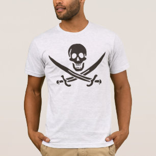 Camiseta Espadas de caveira de obsidiana Bandeira pirata de