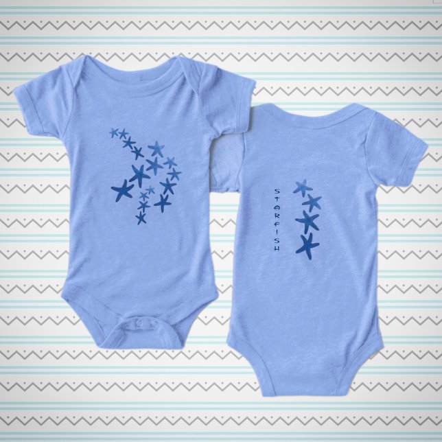 Camiseta Espadilha Náutica do Peixe-Fada Azul Whimsical (Bella+Canvas Infant Tri-blend One Piece Blue)