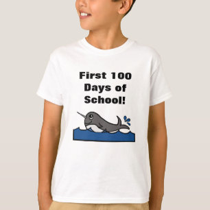 Camiseta Espalhamento Narwhal Primeiro 100 Dias de Escola!