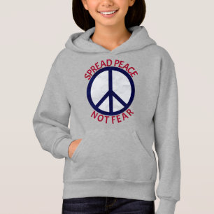 Camiseta Espalhar a paz sem medo símbolo azul vermelho