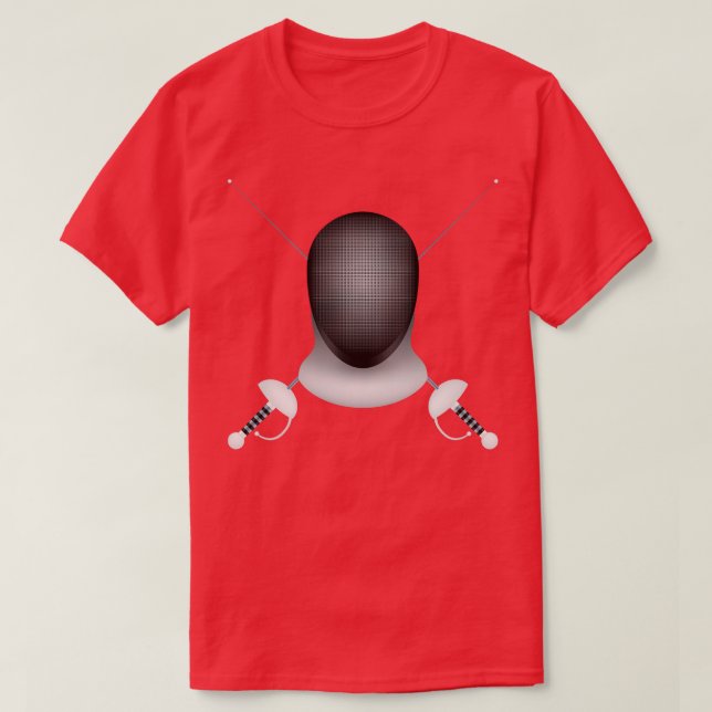 Camiseta Espalhas De Esgrima Cruzada E Máscara De Esgrima (Frente do Design)