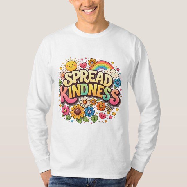 Camiseta Espalhe Bondade – Lindo Arco-íris Floral (Frente)