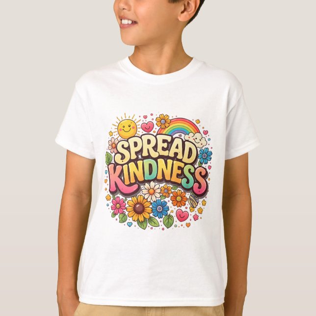Camiseta Espalhe Bondade – Lindo Arco-íris Floral (Frente)
