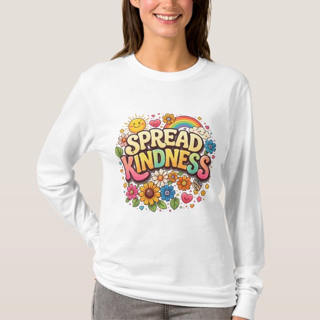 Camiseta Espalhe Bondade – Lindo Arco-íris Floral (Frente)
