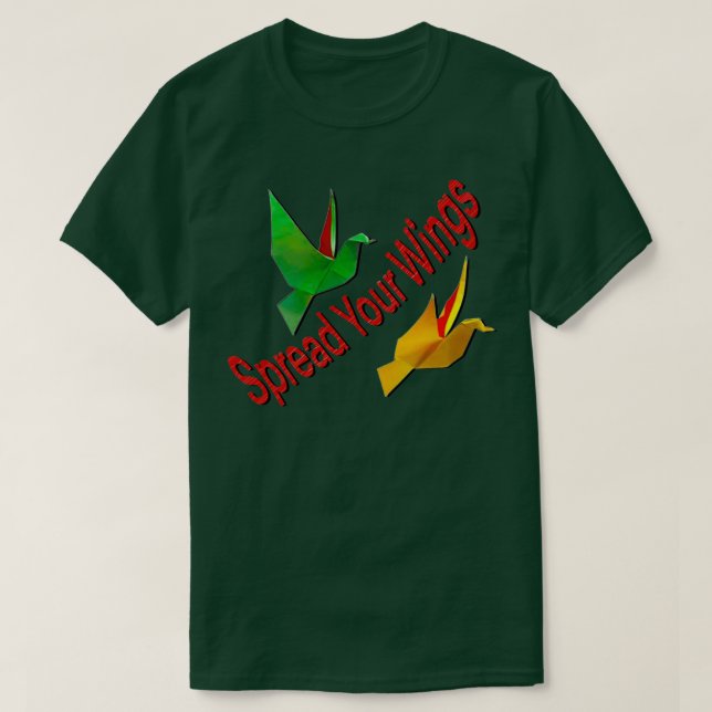 Camiseta Espalhe suas asas de aves Origami (Frente do Design)