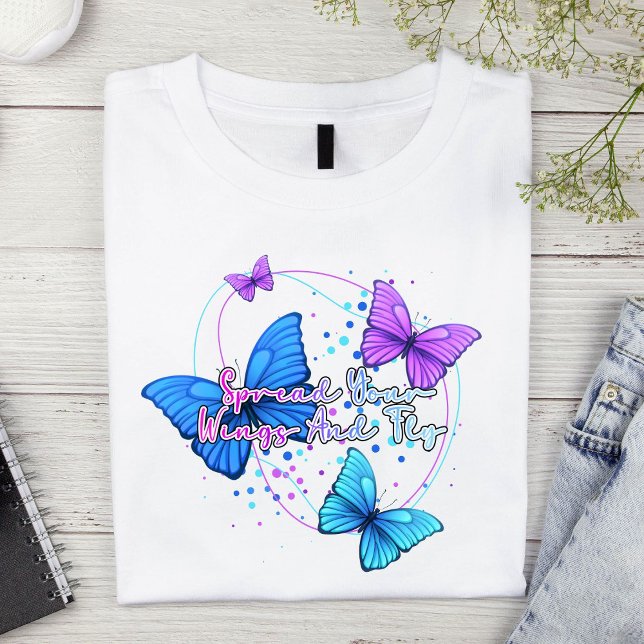Camiseta Espalhe suas asas e voe borboleta (Criador carregado)