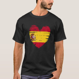 Camiseta Espanha Coração Sinalizador Espanhol Orgulho Espan