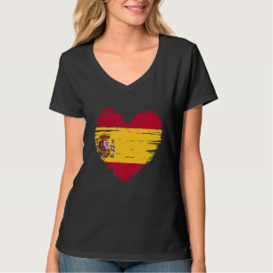 Camiseta Espanha Coração Sinalizador Espanhol Orgulho Espan