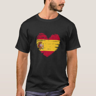 Camiseta Espanha Coração Sinalizador Espanhol Orgulho Espan