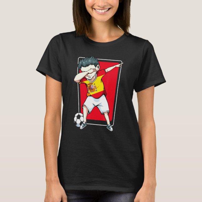 Camiseta Espanha Dabbing Soccer Boy Espaa Flag Support Chee (Frente)