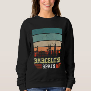 Camiseta Espanha de Barcelona Retro Vintage Sunset Skyline 