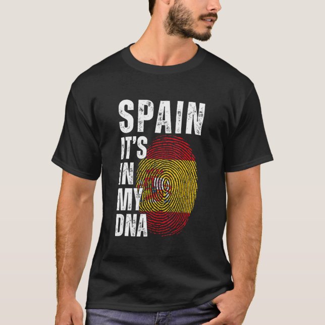 Camiseta Espanha Está no meu DNA, combinando com os espanhó (Frente)
