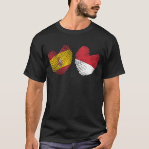 Camiseta Espanha Indonésia Coração Bandeira Espanhola Grun