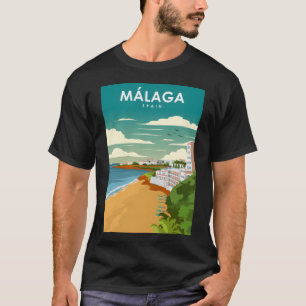 Camiseta Espanha Málaga  Vintage Poster de viagens Retroati