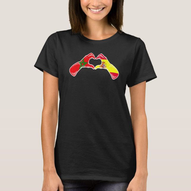 Camiseta Espanha marroquina Coração Espanhol (Frente)
