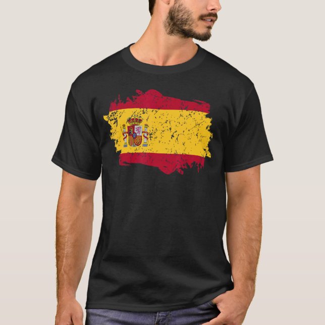 Camiseta Espanha Sinalizador Grunge País Espanha Sinalizado (Frente)