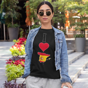 Camiseta Espanha Vertical Eu Amo Mulheres Espanholas Do Map