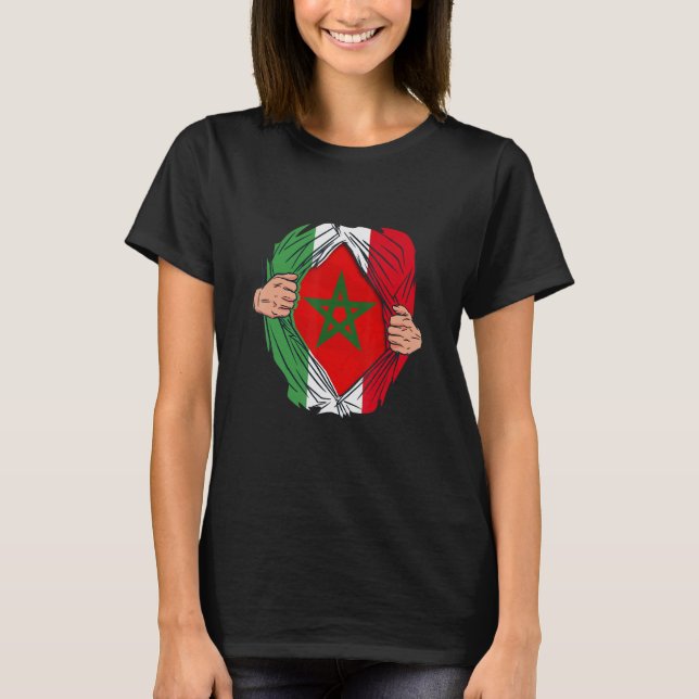 Camiseta Espanhol com raízes marroquinas Bandeira de Marroc (Frente)