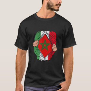 Camiseta Espanhol com raízes marroquinas Maroc Flag com Esp