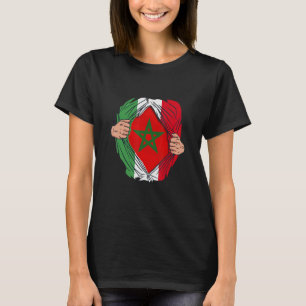 Camiseta Espanhol com raízes marroquinas Maroc Flag com Esp