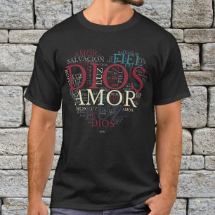 Camiseta Espanhol Cristão de Deus e de Coração de Fé