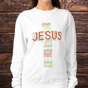 Camiseta Espanhol-Cristão de Jesus e Fé Cruz Mulheres